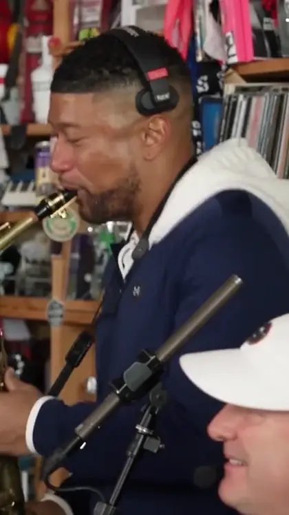 Frame from the Outstanding Tiny Desk demonstration: the sax